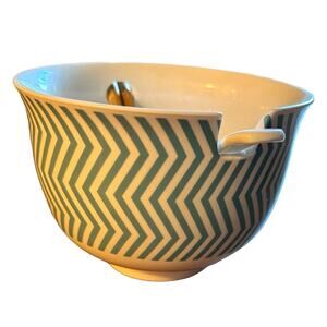 Blue White Striped Ramen Bowl Set with Wooden Chopsticks and Ceramic Spoon